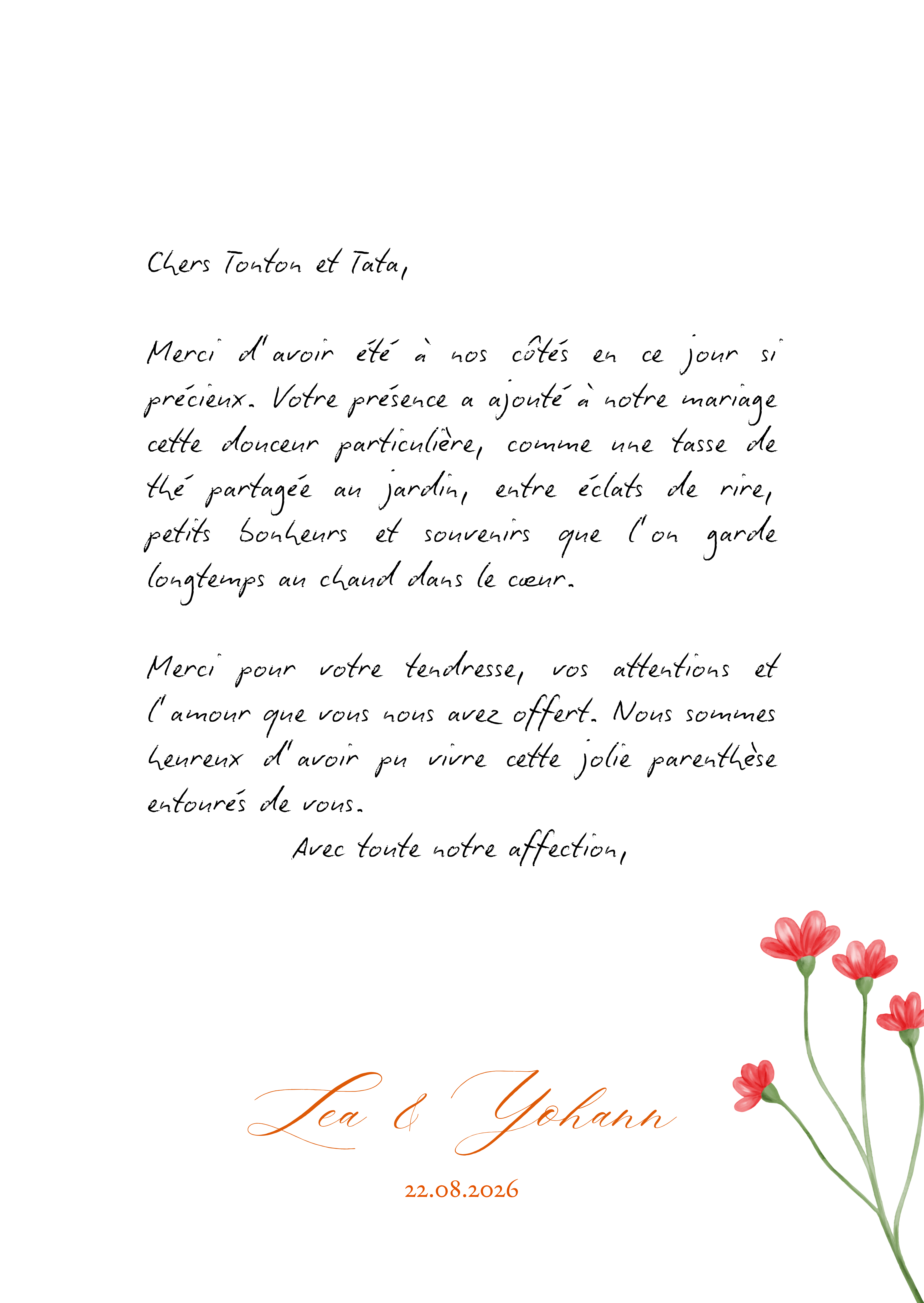 Remerciement verso